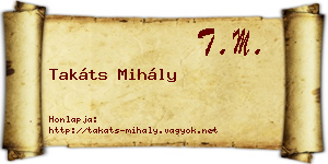 Takáts Mihály névjegykártya